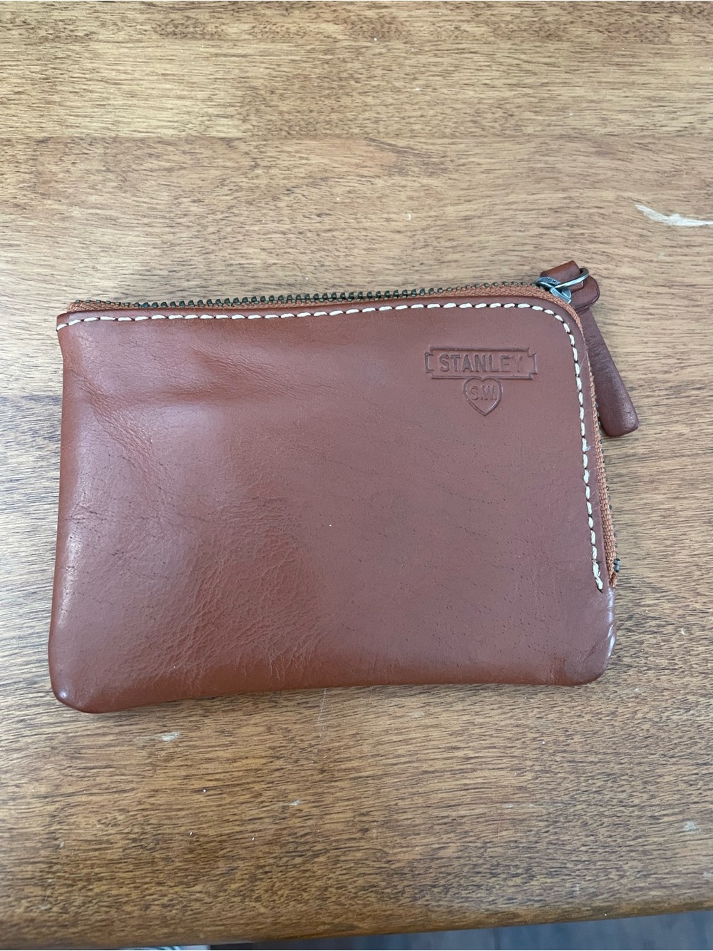 Stanley Chestnut Leather Zip Wallet Pouch